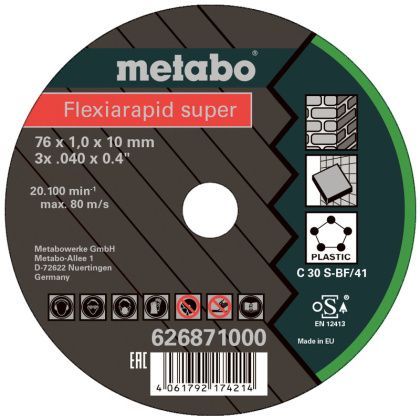 товар Круг отрезной Metabo Flexiarapid Super 76x1мм прямой 626871000 Metabo магазин Tehnorama (официальный дистрибьютор Metabo в России)