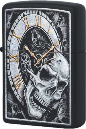 товар Зажигалка Zippo Skull Clock с покрытием Black Matte 29854 ZIPPO магазин Tehnorama (официальный дистрибьютор ZIPPO в России)
