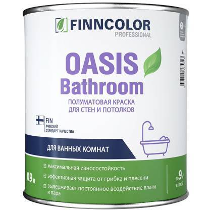 товар Краска водно-дисперсионная для стен и потолка Finncolor Oasis Bathroom полуматовая для влажных помещений 0.9л 51174 Finncolor магазин Tehnorama (официальный дистрибьютор Finncolor в России)