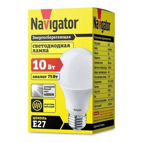 Лампа светодиодная Navigator 10Вт E27 белый свет 94388 NLL-A60 Navigator от магазина Tehnorama