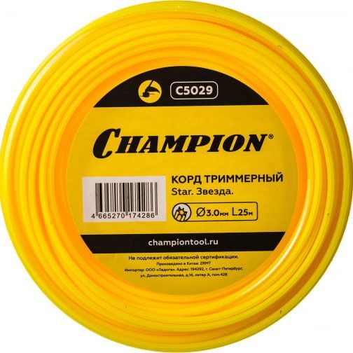 Корд триммерный Champion Star 3мм 25м звезда C5029 Champion от магазина Tehnorama
