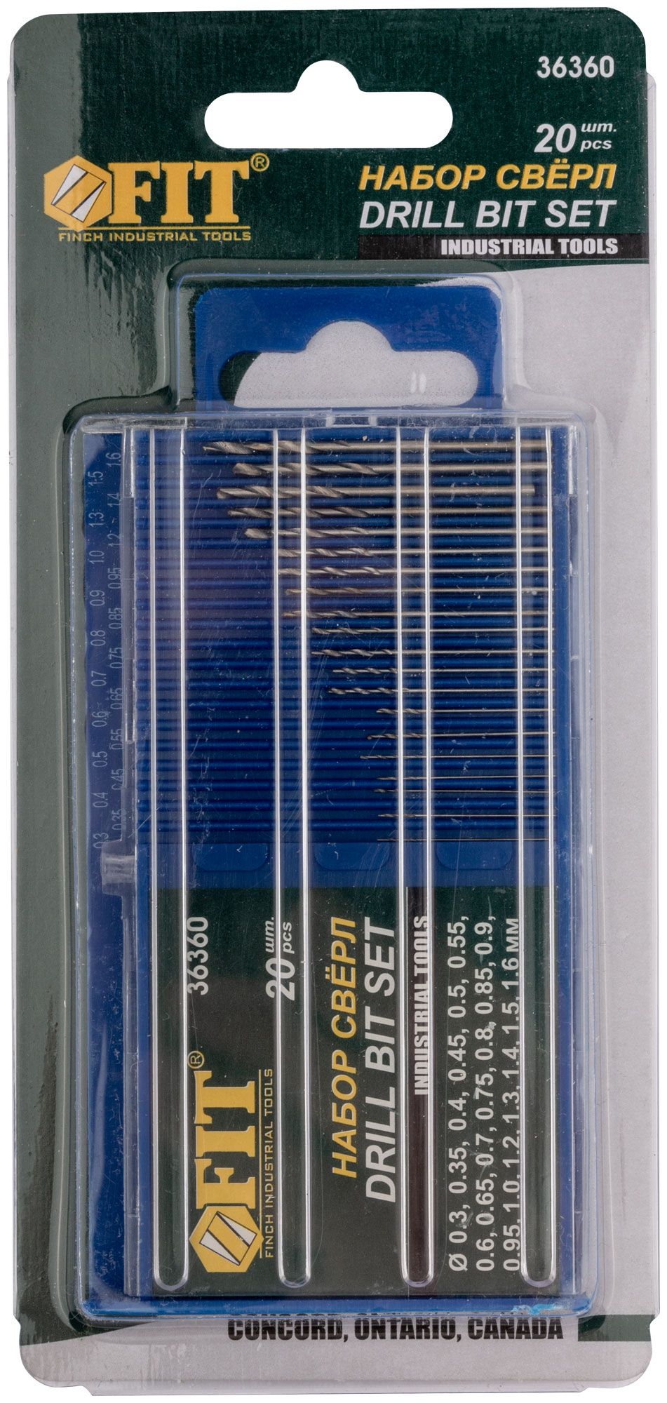 Сверла по металлу HSS полированные "микро" набор 20 шт. (0,3-1,6 мм) F36360 FIT от магазина Tehnorama