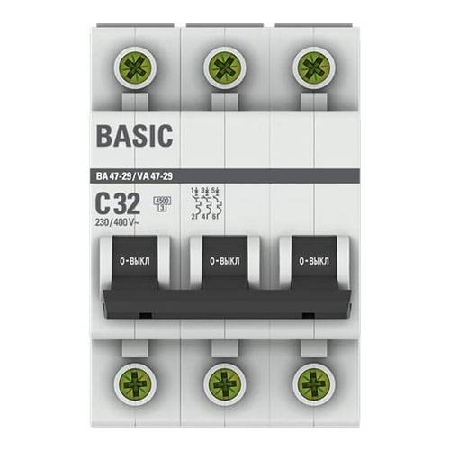 Выключатель автоматический IEK трехполюсный 32А С ВА47-29 4.5кА mcb4729-3-32C IEK от магазина Tehnorama