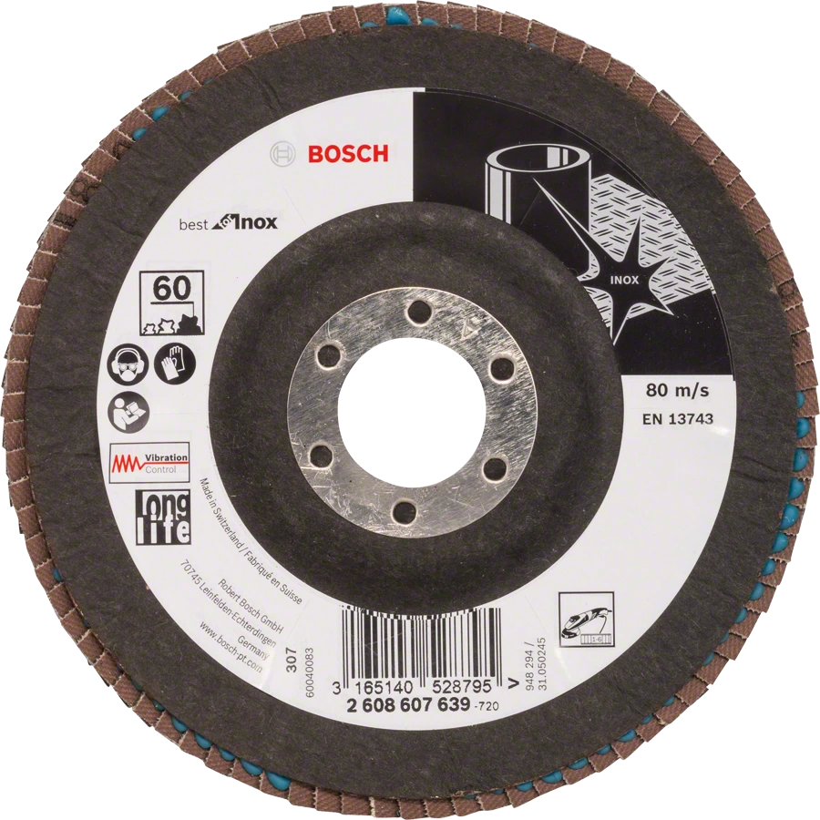 товар Круг шлифовальный лепестковый Bosch Best for Inox 125мм Р60 2608607639 Bosch магазин Tehnorama (официальный дистрибьютор Bosch в России)