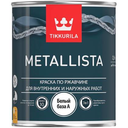 товар Краска для металла Tikkurila Metallista белая гладкая 0.9л 135175 Tikkurila магазин Tehnorama (официальный дистрибьютор Tikkurila в России)