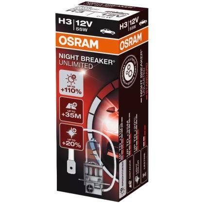 товар Лампа автомобильная галогенная Osram Night Breaker Unlimited H3 12V 55W PK22s 64151NBU Osram магазин Tehnorama (официальный дистрибьютор Osram в России)