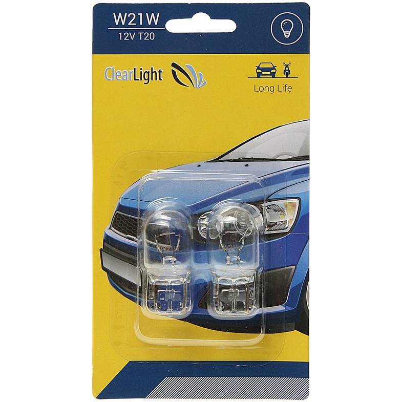 Лампа автомобильная сигнальная Clearlight W21W 12V 2шт CL-W21W-12V 2B ClearLight от магазина Tehnorama