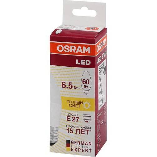 Лампа светодиодная Osram 65Вт Е27 теплый свет свеча 4058075134232 Osram от магазина Tehnorama