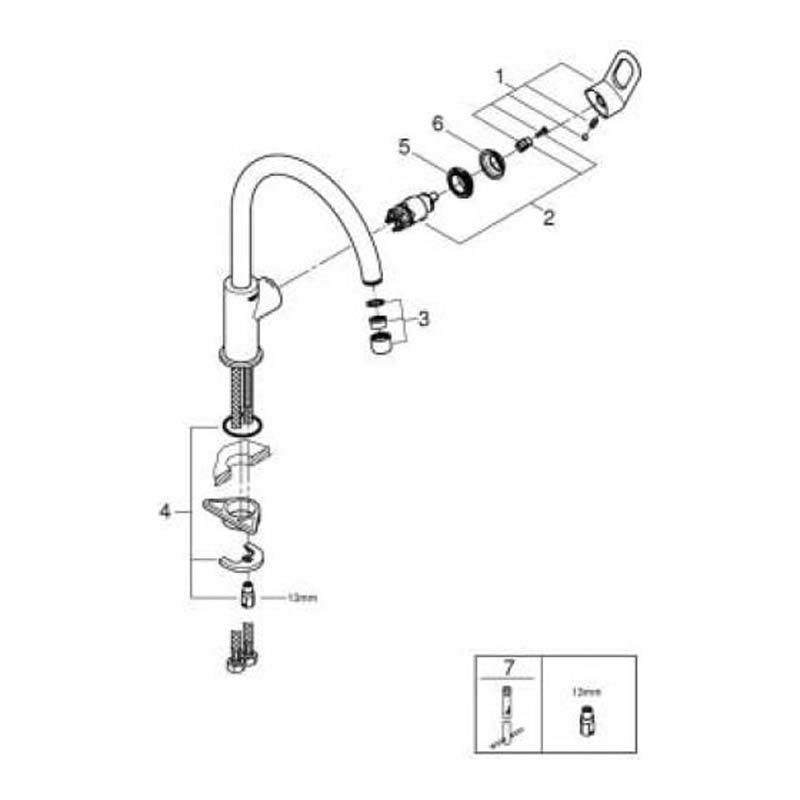 Смеситель для кухни Grohe Bau loop 332х223мм 28мм 31368000 Grohe от магазина Tehnorama