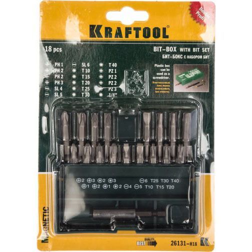 Набор бит Kraftool с магнитным адаптером 18шт 26131-H18 Kraftool от магазина Tehnorama