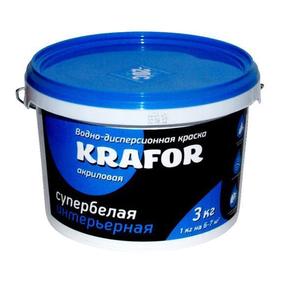 Краска водно-дисперсная интерьерная Krafor супербелая 6.5кг 26960 Krafor от магазина Tehnorama
