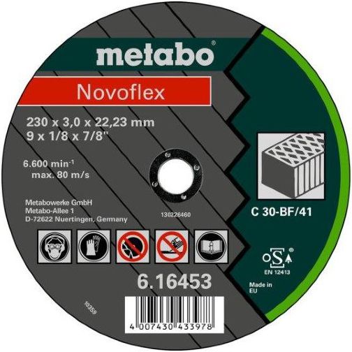 Круг отрезной Metabo Novoflex по камню 230x3мм прямой C30 616453000 Metabo от магазина Tehnorama