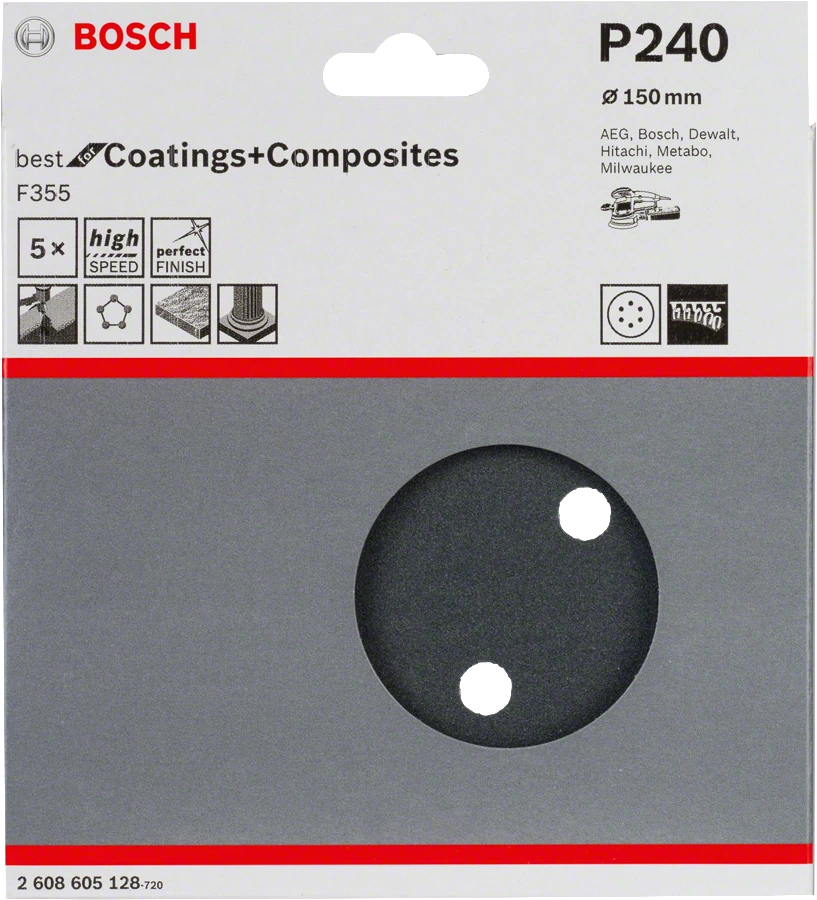 Шлифовальный круг липучка Bosch 150мм К240 камень 1шт/5 2608605128 Bosch от магазина Tehnorama