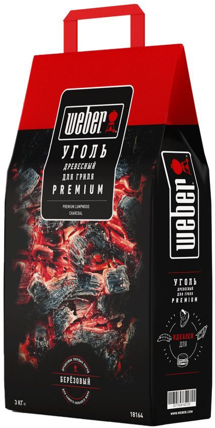 Уголь древесный Weber Premium 3кг 18164 Weber от магазина Tehnorama