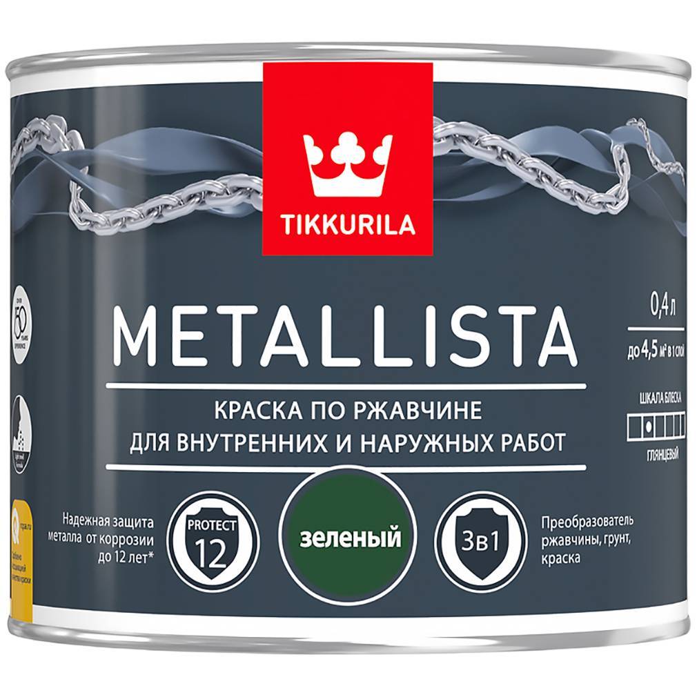 Краска для металла Tikkurila Metallista зеленая гладкая 0.4л 203621 Tikkurila от магазина Tehnorama