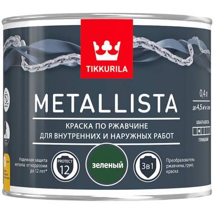 товар Краска для металла Tikkurila Metallista зеленая гладкая 0.4л 203621 Tikkurila магазин Tehnorama (официальный дистрибьютор Tikkurila в России)