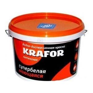 Краска водно-дисперсная интерьерная Krafor супербелая моющаяся 6.5кг 26957 Krafor от магазина Tehnorama