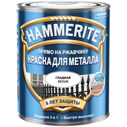 товар Краска для металла Hammerite гладкая белая 0.75л 5094134 Hammerite магазин Tehnorama (официальный дистрибьютор Hammerite в России)