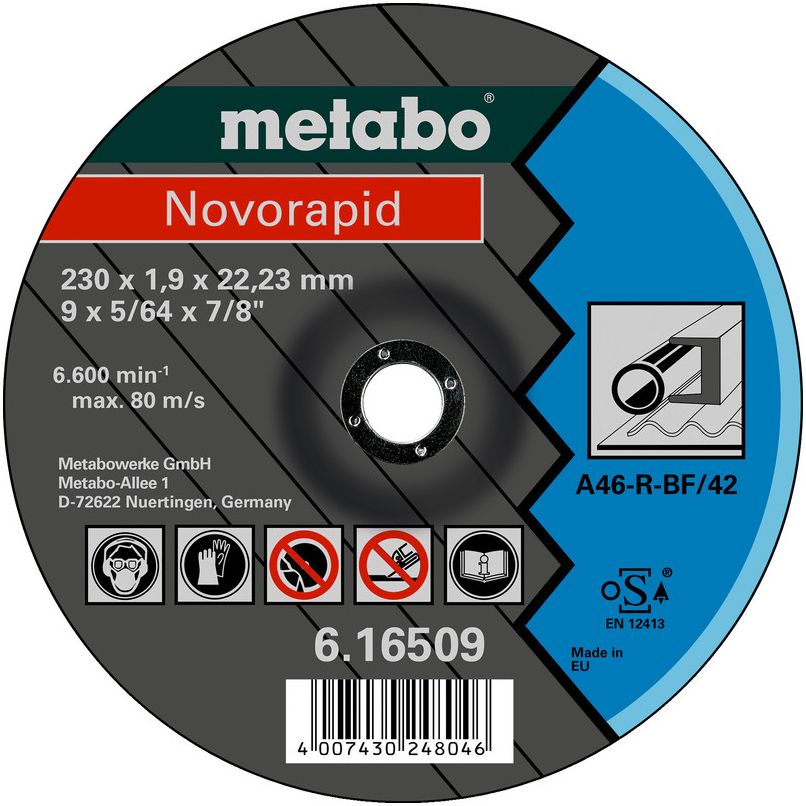 Круг отрезной Metabo Novorapid по нержавеющей стали 230x1.9мм 616496000/616509000 Metabo от магазина Tehnorama