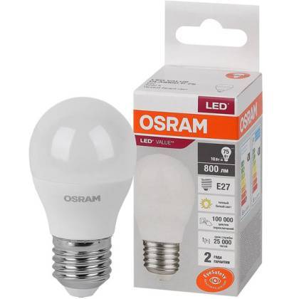 товар Лампа светодиодная Osram 10Вт Е27 теплый свет шар 4058075579897 Osram магазин Tehnorama (официальный дистрибьютор Osram в России)