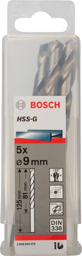 Сверло Bosch по металлу 9х81/125мм HSS-G 5шт 2608595075 Bosch от магазина Tehnorama