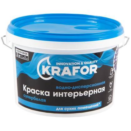 товар Краска водно-дисперсионная интерьерная Krafor супербелая 3кг 26959 Krafor магазин Tehnorama (официальный дистрибьютор Krafor в России)