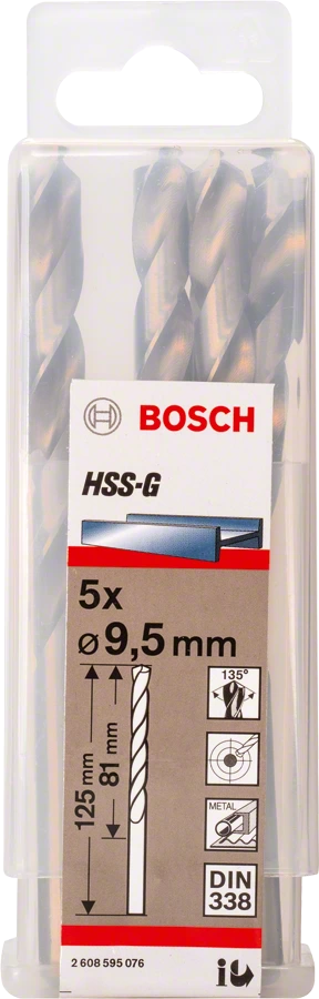 Сверло Bosch по металлу 9.5х81/125мм HSS-G 5шт 2608595076 Bosch от магазина Tehnorama