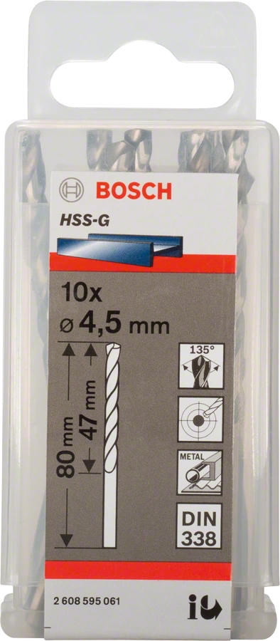 Сверло Bosch по металлу 4.5х47/80мм HSS-G 10шт 2608595061 Bosch от магазина Tehnorama