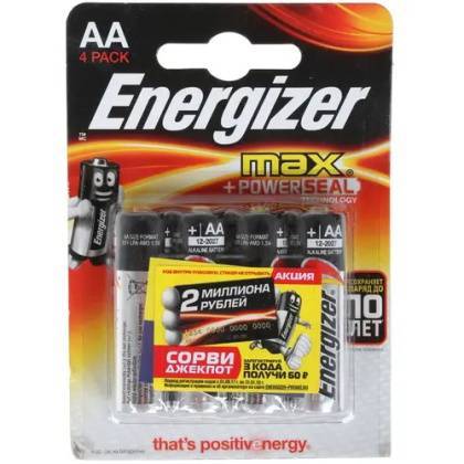 товар Батарейки Energizer MAX АА LR6/316 BL 4шт 599820 Energizer магазин Tehnorama (официальный дистрибьютор Energizer в России)