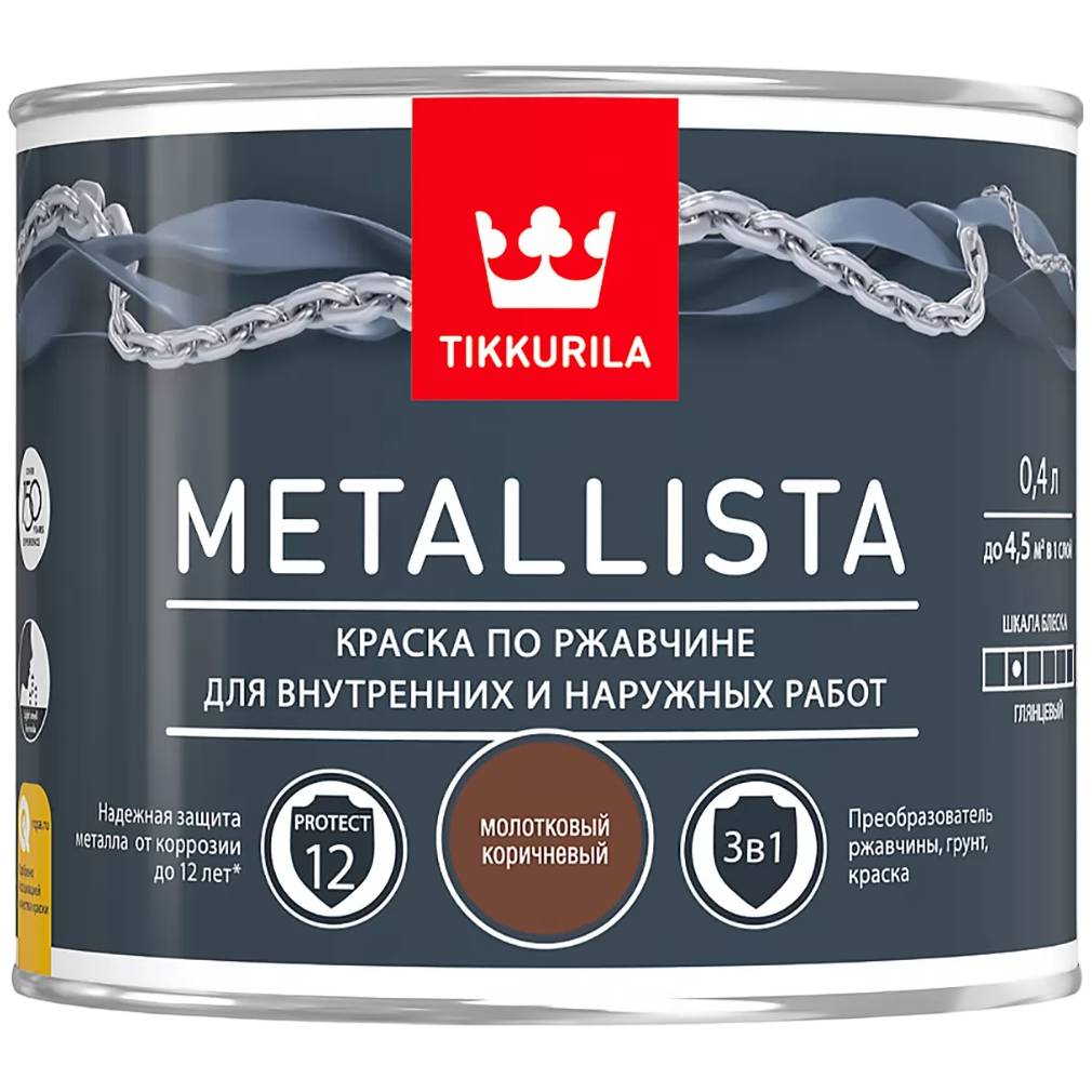 Краска для металла Tikkurila Metallista молотковая коричневая 0.4л 203630 Tikkurila от магазина Tehnorama