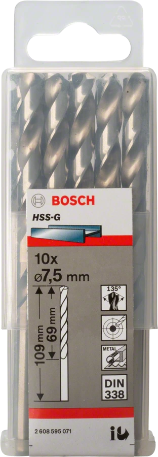 Сверло Bosch по металлу 7.5х69/109мм HSS-G 10шт 2608595071 Bosch от магазина Tehnorama