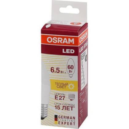 товар Лампа светодиодная Osram 65Вт Е27 теплый свет свеча 4058075134232 Osram магазин Tehnorama (официальный дистрибьютор Osram в России)