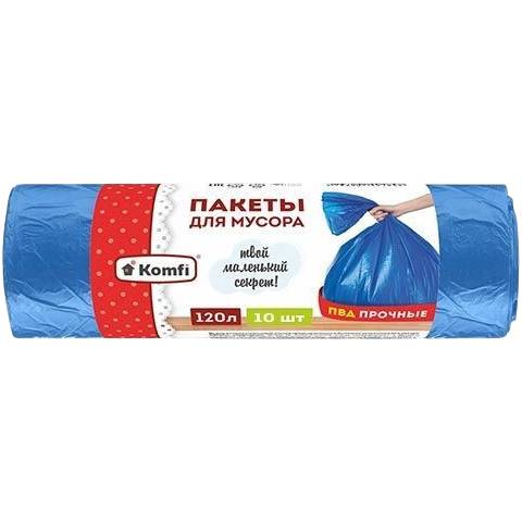 Мешки для мусора Komfi в рулоне 120л особопрочные ПВД 35мкм 10шт синие PM1210SR Komfi от магазина Tehnorama