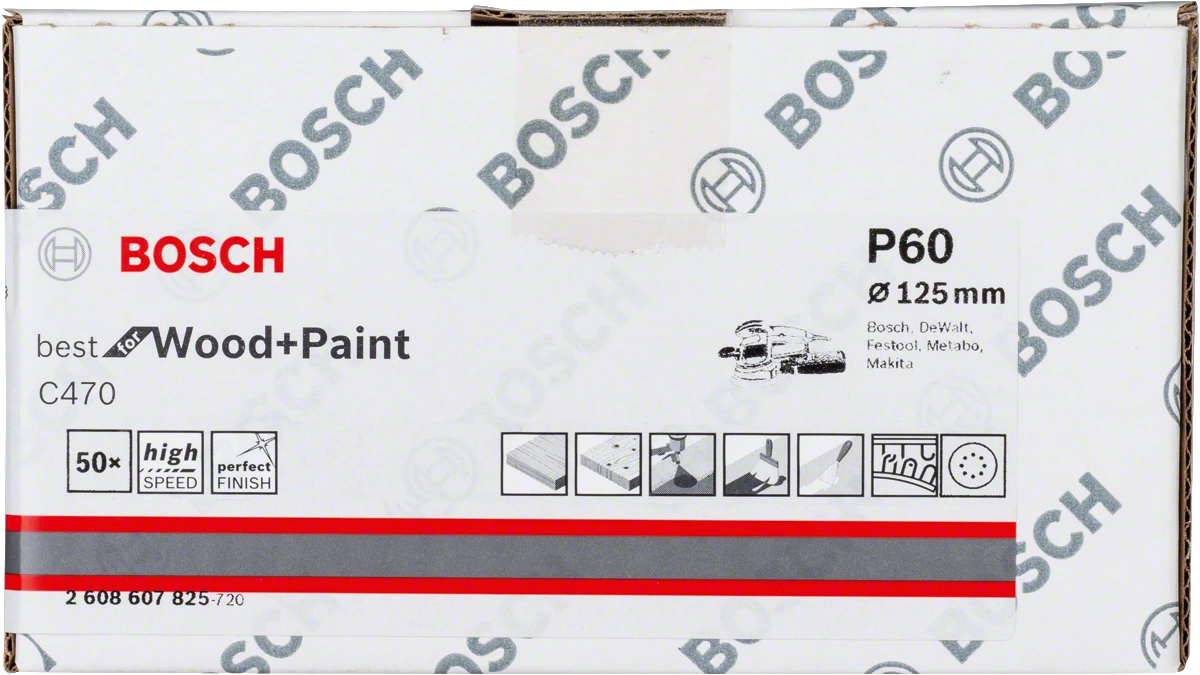 Шлифовальный круг липучка Bosch 125мм К60 1шт/50 2608607825 Bosch от магазина Tehnorama