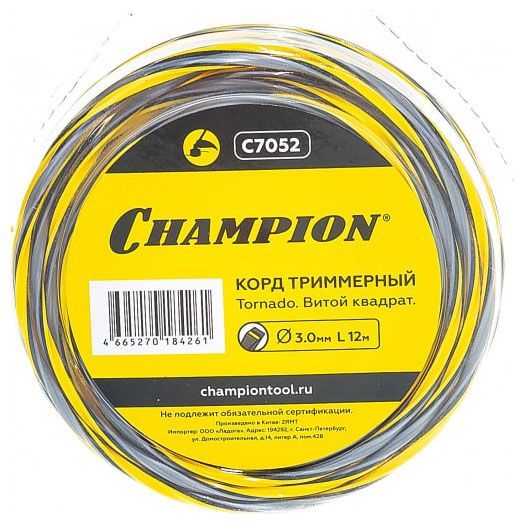 Леска для триммера Champion Tornado 3мм 12м C7052 Champion от магазина Tehnorama