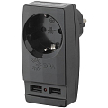 Адаптер Эра Polynom 1 гнездо 220V + 2хUSB 2100mA с заземлением черный SP-1e-USB-B Эра от магазина Tehnorama