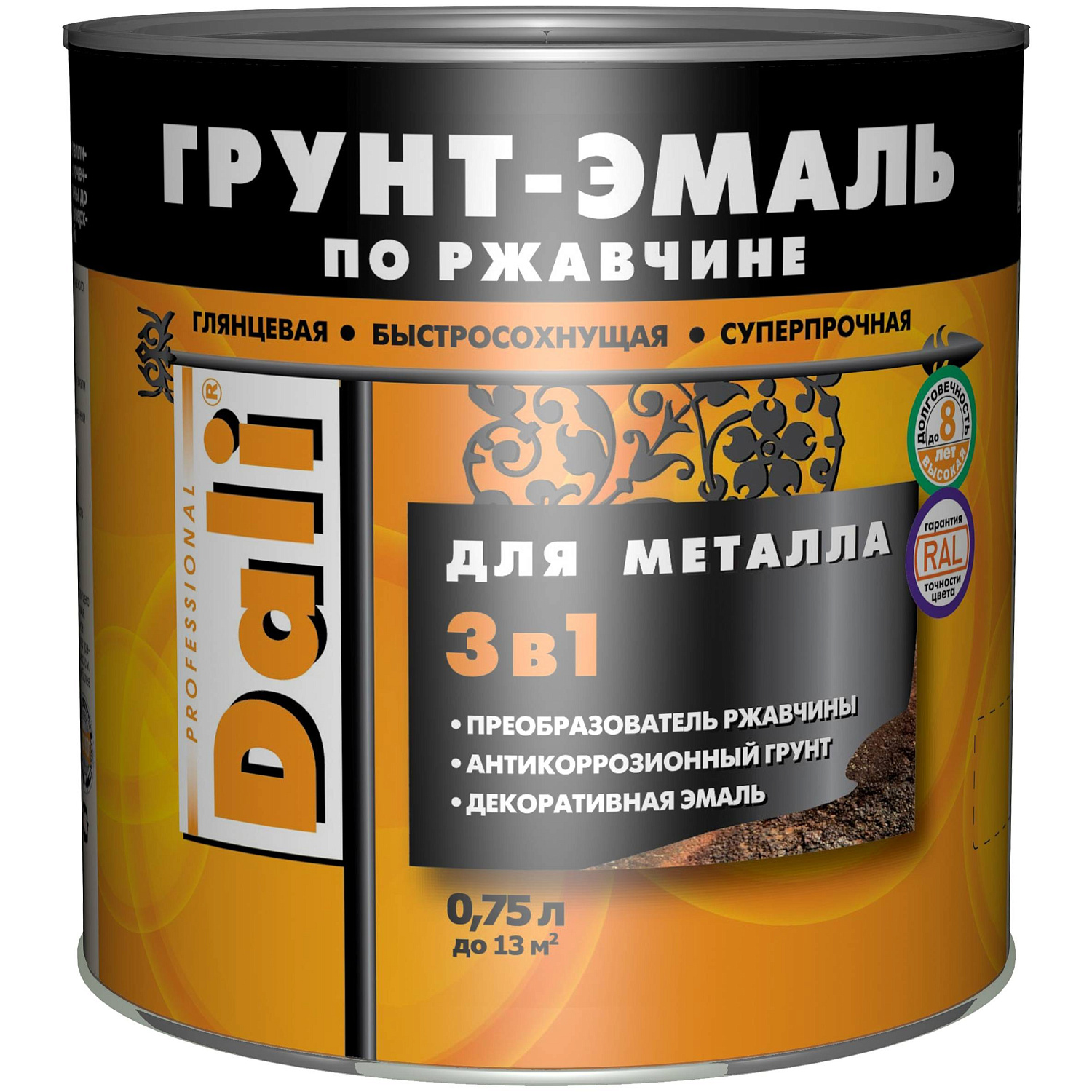 Грунт-эмаль по ржавчине Dali гладкая RAL 9010 белая 0.75л 101296 Dali от магазина Tehnorama