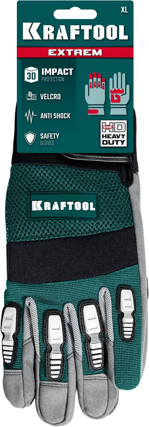 Перчатки Kraftool Extrem профессиональные комбинированные антивибрационные противоударные размер XL 11287-XL Kraftool от магазина Tehnorama