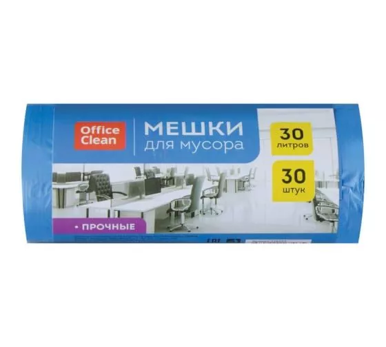 товар Мешки для мусора OfficeClean в рулоне 30л 30шт прочные 10мкм синие 228593 OfficeClean магазин Tehnorama (официальный дистрибьютор OfficeClean в России)