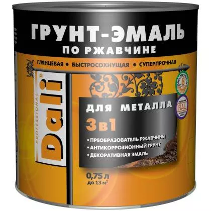 товар Грунт-эмаль по ржавчине Dali гладкая RAL 9005 черная 0.75л 101334 Dali магазин Tehnorama (официальный дистрибьютор Dali в России)